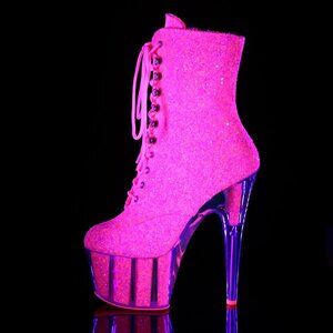 PLEASER Adore 1020 Neon Pink Glitter glow in the dark Stiletto Pole Dancer Boots